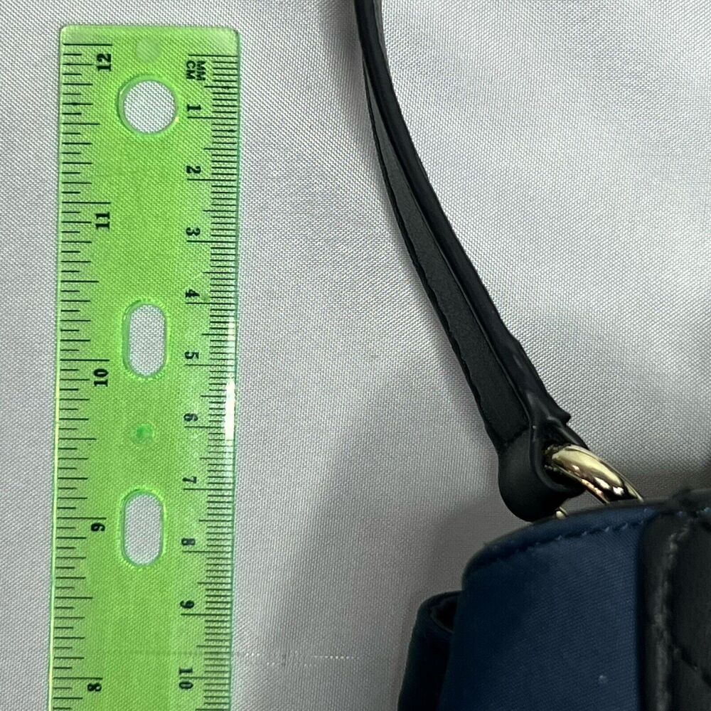 Karl Lagerfeld Paris Misto Black Leather and Blue Nylon Satchel Bag with Tags - Picture 9 of 15